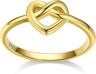 Bestyle Irische Claddagh/Triquetra/Infinity Herz Ring Damen Mädchen Text gravierbar Personalisiertes Geschenk Ringgröße 47-67