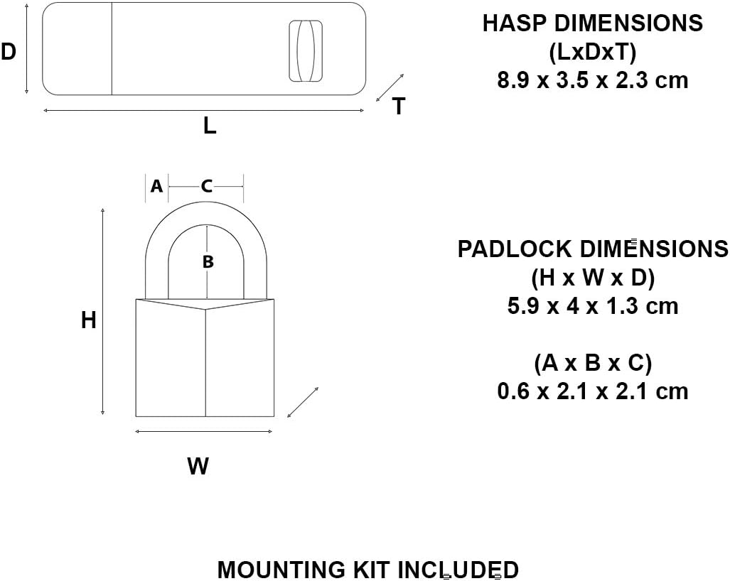 Master Lock 9140703EURDBLK 89mm Hasp and 40mm Covered Aluminium Padlock Set - Black