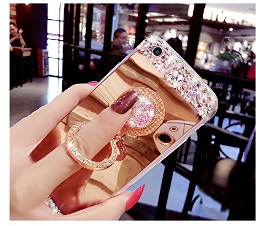 Shinetop Galaxy Note 5 Case Glitter, Luxury Crystal Rhinestone Soft Tpu Rubber 3D Diamond Bling Mirror Case Cover With Metal Ring Stand Holder [360 Degree Rotating] For Samsung Galaxy Note 5-Gold #TOP2