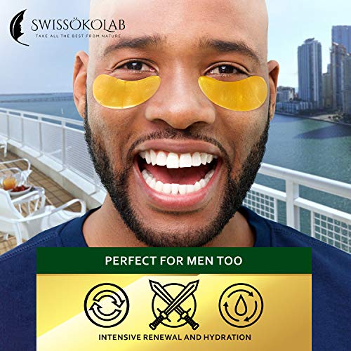 Swissökolab Under Eye Patches For Puffy Eyes 24K Gold Eye Mask For Dark Circles And Puffiness Collagen Eye Gel Pads Moisturizing & Reducing Wrinkles Anti-Aging Hyaluronic Acid (Package May Vary) #TOP6