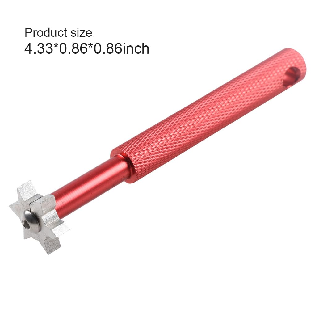 Golfrillenschärfer, Edelstahl, Aluminiumlegierung, Eisenkeil, 6 Köpfe, Reinigungs-Schärfwerkzeug, tragbar, Outdoor-Sport, Rot