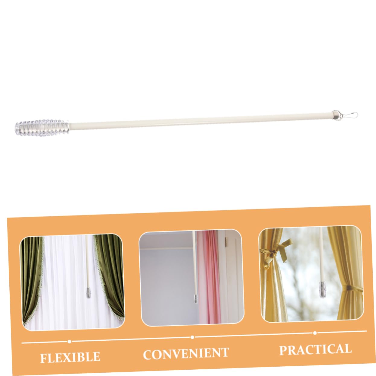 Tirador de Cortina Flexible y Ergonómico en Aleación de Aluminio Blanco para Barras de Tiro para Cortinas Modernas Adecuado para Apertura de Ventanas