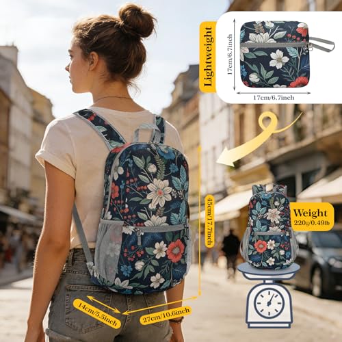 Image of ZOMAKE Ultra Lightweight Hiking Backpack 20L, Packable Small Backpacks Water Resistant Daypack for Women Men(Royal Blue, Floral Print)