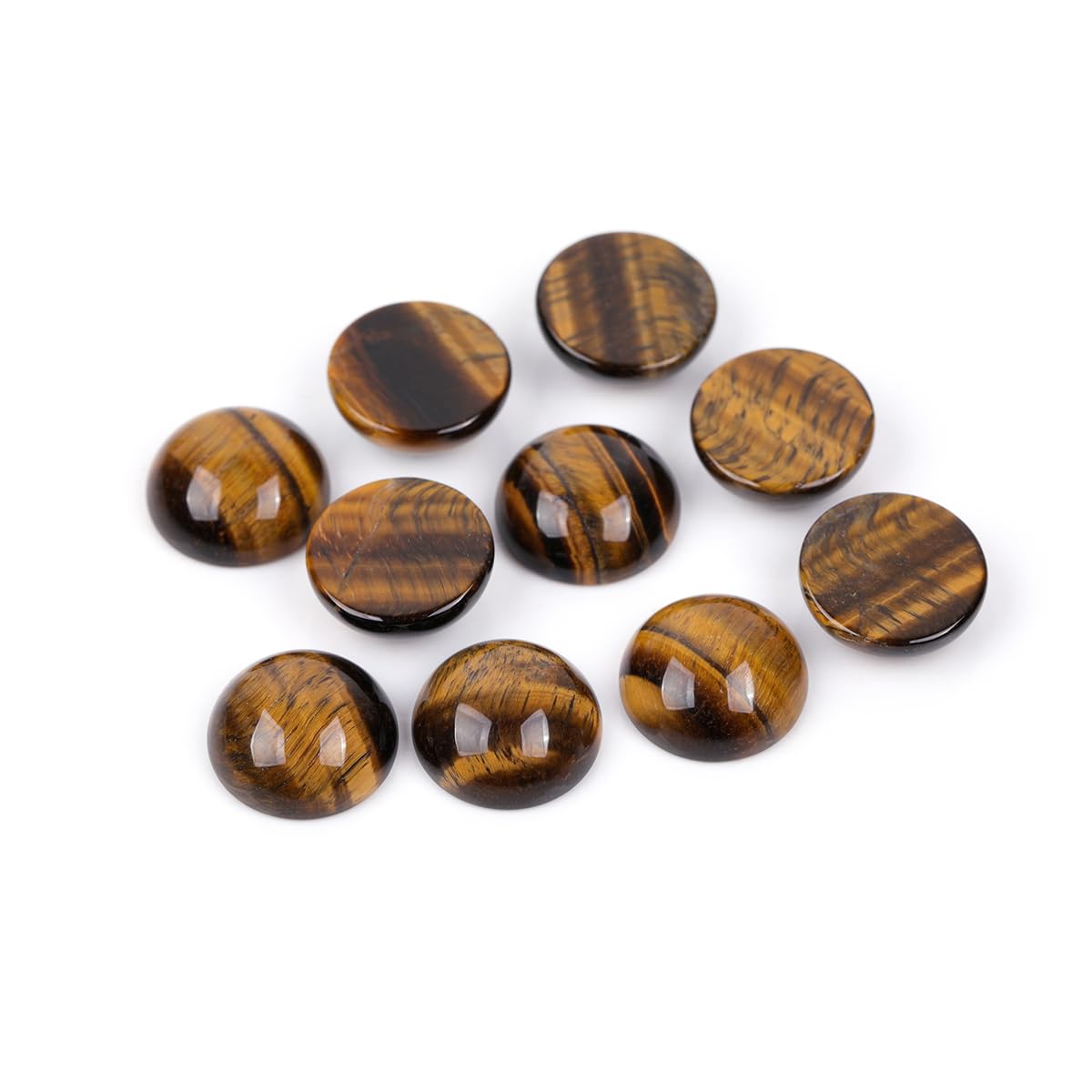 GEM-Inside 5Pcs 16mm Yellow Tiger Eye Jasper Cabochons Stones Beads for Jewelry Making Bezels Tennis Statement Jewelry