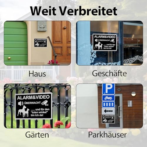 2 Stück Videoüberwachung Schild Set 20x30cm,Warnung vor dem Hunds Schilder Lustig Metall Alu Gebürstetes Videoüberwacht Schilder Achtung Hundschild Warnung vor dem Hund Schilders für Zuhause Outdoor