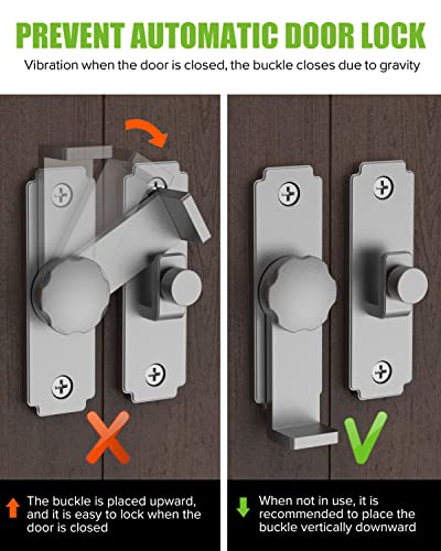 Image of Sliding Barn Door Lock Hardware, 90 & 180 Degree Dual-Purpose 304 Stainless Steel Heavy Duty Gate Latches Flip Latch Safety Door Bolt Latch Lock for Garden, Bathroom, Outdoor, Garage, Window (Silver)