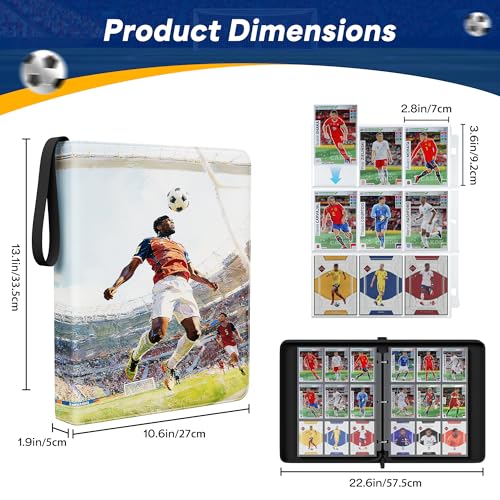 Image of Kabinka 9-Pocket Soccer Card Binder, 900 Cards Trading Card Binder, Waterproof PU Card Collection Binder for Soccer Cards Collectors
