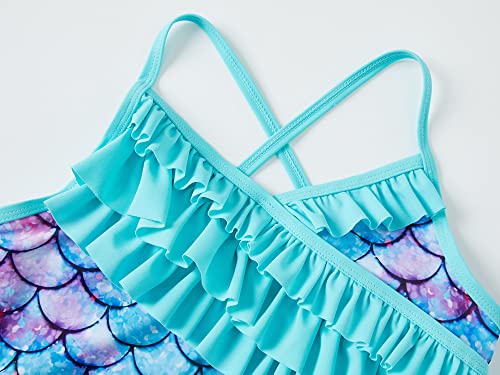 Girls Ruffle Sparkling Mermaid Swimsuit Bathing Suit Swimwear Kid Size 5/63