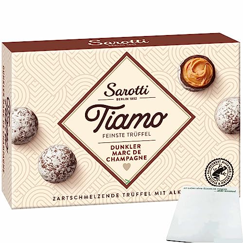 Sarotti Tiamo Trüffel Praline Dunkler Marc de Champagner (125g Packung) + usy Block