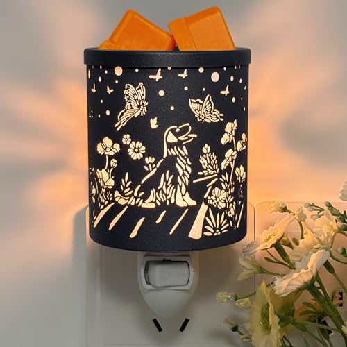 kaakuuki Plug in Wax Warmer for Scented Wax melt Warmer Scentsy Wax Warmer for Fragrance Oil Candle Warmer for Office Bedroom Gift & Home Decor（Dog and Butterfly）