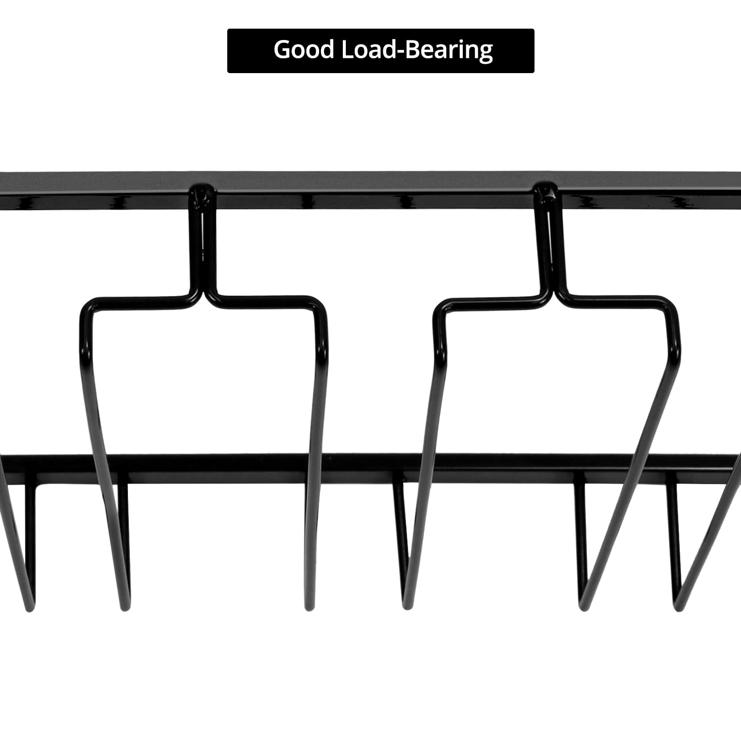 QWORK® - Juego de 2 soporte copas colgante, soporte para copas de vino de 7 filas, colgador de copas de vino de metal, para barra de cocina, negro