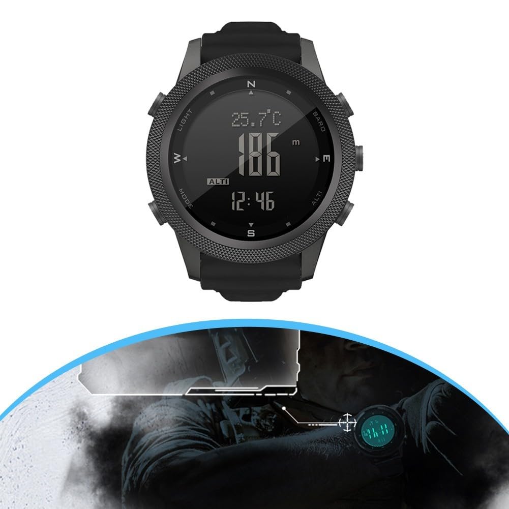 North-Edge AP46 Montre intelligente tactique pour homme avec boussole, thermomètre, podomètre et rétro-éclairage EL, boîtier en métal, design léger pour sport de plein air, compatible avec