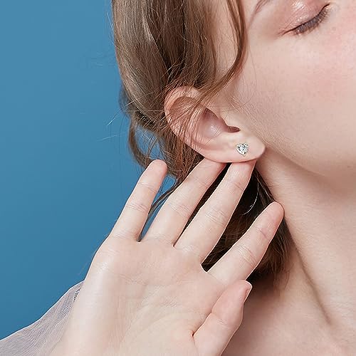 Moissanite Stud Earrings 14K Solid Yellow Gold Heart Earring Jewelry Gifts for Women(1.50 Carat, Heart 8MM)2