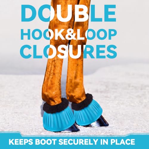Image of Abbylike 1 Pair Fleece Horse Bell Boots Protect Against Hoof Impact Trauma, Rubber Bell Boots Horse Care for Turnout No Rub Design Comfort Quick Wrap Hook and Loop