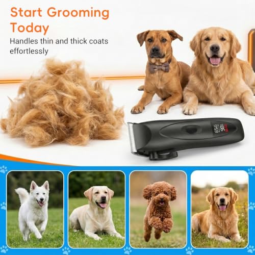 Image of Qpets Dog Trimmer Cordless, 4 Speed Ceramic Pet Grooming Kit for Dogs Cats