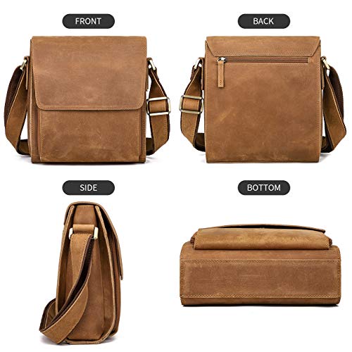 Image of Augus Mens Leather Crossbody Messenger Bag for Work Travel Daily Casual