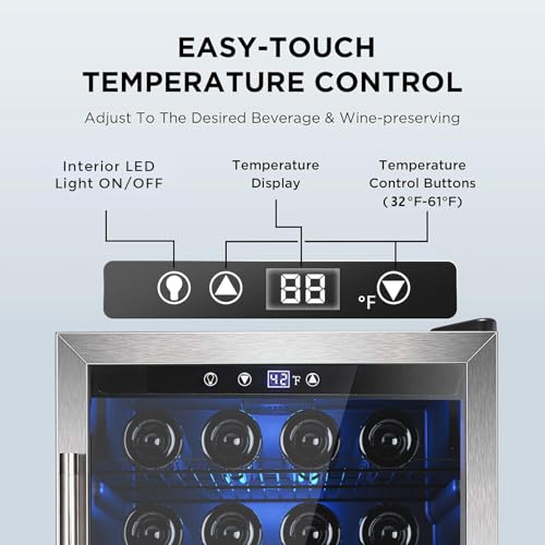 Wine Cooler 37 Bottle Freestanding Fridge with Stainless Steel Reversible Glass Door, 145 Can Beverage Refrigerator Quiet Compressor for Home Kitchen Bar, 4.5 Cu.ft Silver on Fridge.com