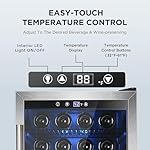 Wine Cooler Refrigerator, 37 Bottle Freestanding Cabinet Wine Cellars, Wine Fridge with Glass Door, Protecting Your Reds and Whites, 145 Can Beverage Refrigerator for Home Use - Image 3