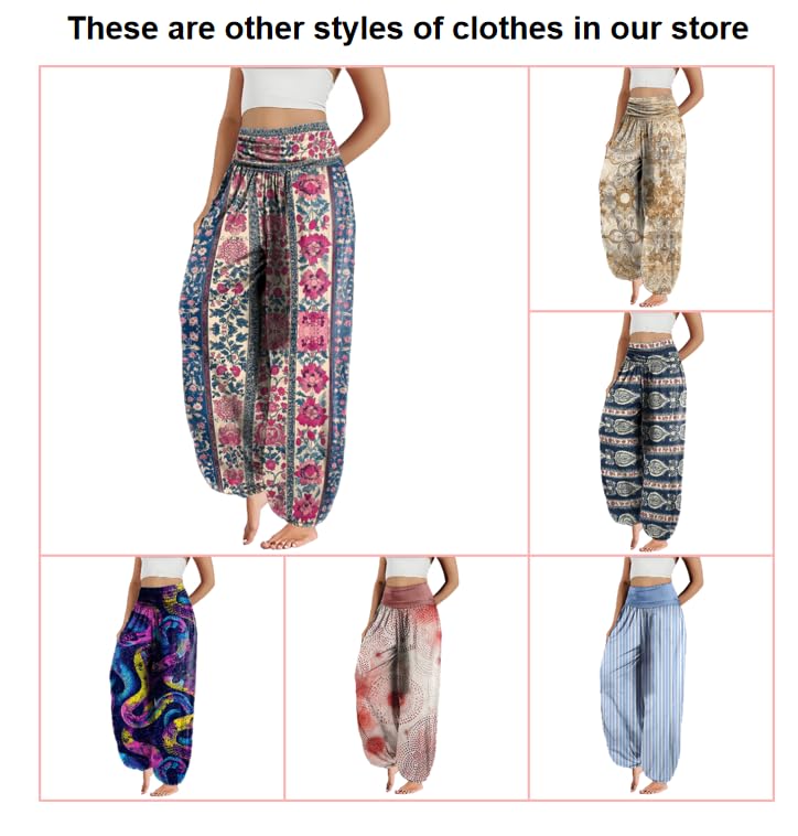 MARSVOVO Floral Pants for Women Cute Flower Print Wide Leg High Weist Plus Size Casual Pants for Women3