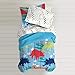 Dream Factory Dinosaur Prints Boys Comforter Set with Sheets, Kids Bedding Bed in a Bag, Multi-Colored, Twin, Blue Red