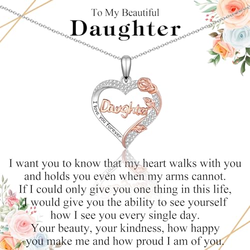 Nana Mom Daughter Necklace Gifts for Nana Grandma Grandmother Mom Daughter, To My Nana Mom Daughter Rose Heart Pendant Necklace Gifts -Birthday Christmas Wedding Retirement Gifts for Women Teen Girls Her