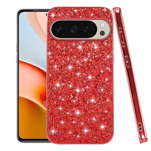 Coque Google Pixel 9 Pro XL antichoc silicone brillant avec paillettes