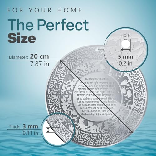Jewish-Home-Blessing-Jewish-Gifts-Hebrew-and-English-Engraving-20-CM-Diam-Judaica-Gifts-Wall-Art-Decor-Plexiglass-Rosh-Hashanah-Hanukkah-Gifts-Made-in-Canada-by-Local-Jewish-ArtisanSilver-Mirror Jewish Home Blessing Jewish Gifts Hebrew and English Engraving 20 CM Diam Judaica Gifts Wall Art Decor Plexiglass Rosh Hashanah Hanukkah Gifts Made in Canada by Local Jewish ArtisanSilver Mirror