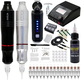 Javelin Advanced Wireless Tattoo Pen Kit with Radiant Colors Black Ink Set