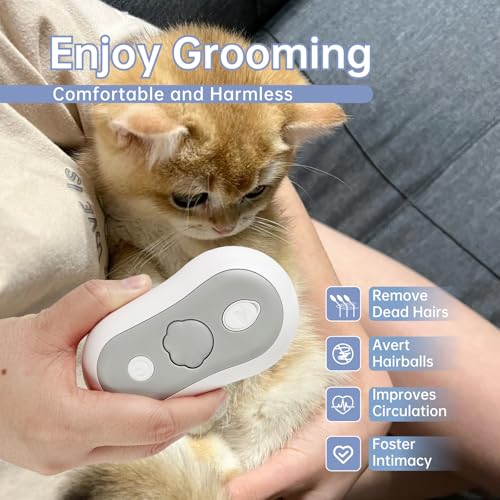 Image of Cat Brush for Shedding Rechargeable Cat Steam Brushes for Indoor Cats Self-Cleaning Pet Grooming Tool for Long and Short Hair Steamy Dog Comb Cat Deshedding Hair Brush, Grey