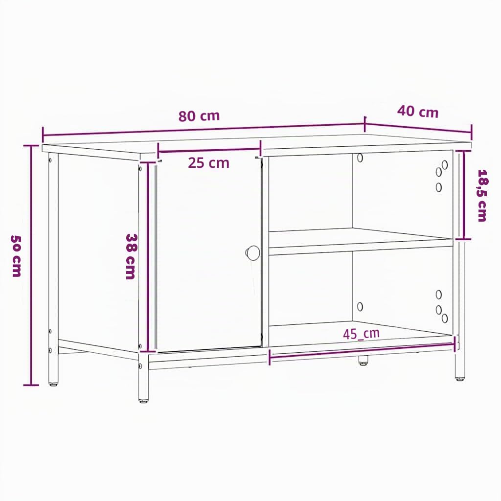 vidaXL Meuble TV chêne Artisanal 80 x 40 x 50 cm Bois d'ingénierie, Meuble TV Moderne, Console rectangulaire, Bois, élégant, rangements, Solution Parfaite pour Votre Salon