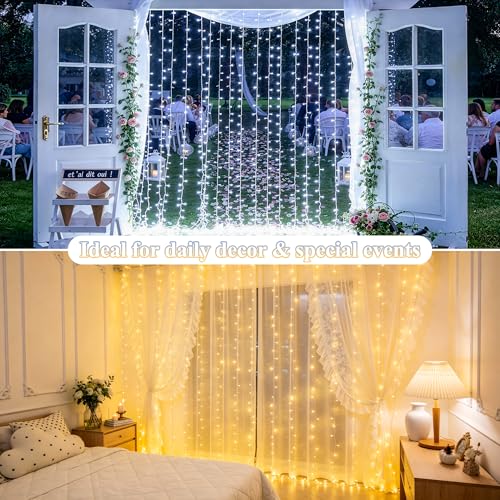 Image of JMEXSUSS RGB Curtain Lights, 300 LED 9.8x9.8FT Color Changing String Lights