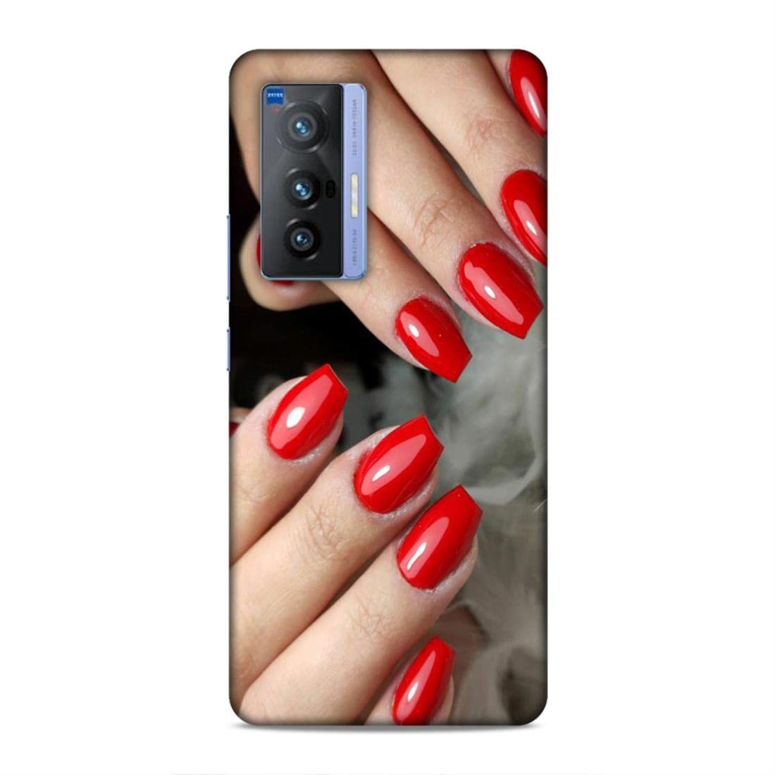Printed Mobile Back Hard Case Cover for vivo X70 | Red Nails, Nail Paint, Makeup, Girly -2314-image-1