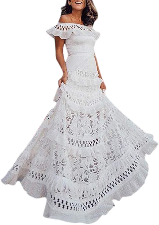 Amazon Yumiki レディース ロング オフショルダー ワンピース ノースリーブ きれいめ ロングワンピース パーティードレス 人気 無地 結婚式 二次会 お呼ばれ パーティードレス 通販