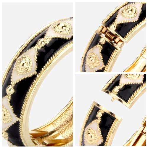 Image of wynameleri Modern Cloisonne Bracelet Geometric Enamel Cuff Bangles Hinged Bracelet Jewelry for Women Gift Box 184136