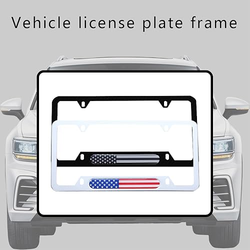 Miniatura 3 de 2 marcos para matrícula de automóvil, soporte para placa patriótica de bandera estadounidense, cubiertas para matrícula de automóvil con tornillos y