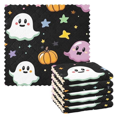 SKYSHU Halloween Geister 6er-Pack Mikrofaser-Reinigungstücher