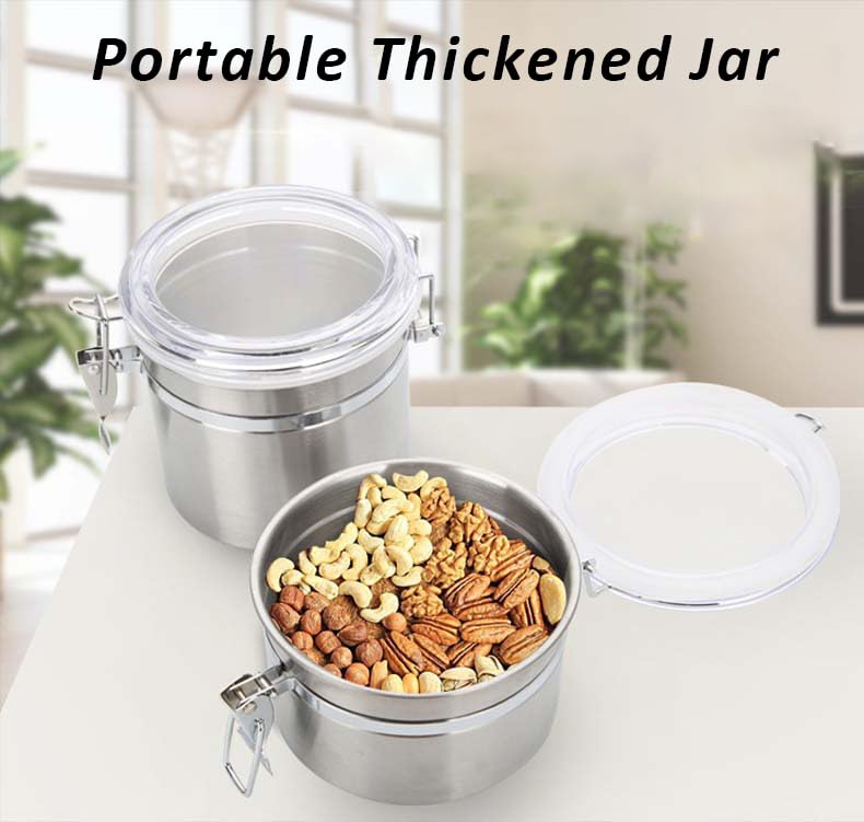 Amazon.com: Malisseladi Tobacco Jar Food Storage Tin Can Container  Stainless Steel Airtight Lid for Home Kitchen Snack: Home & Kitchen