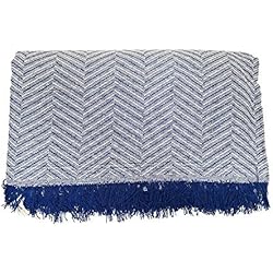 Colcha Multiusos Zara Home Cabatex Home - Colcha Multiusos Plaid Foulard Cubre SOFÁ O Cama Mod. ZIGA (Azul, 180_x_260_cm)