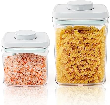 Pop Air Tight Containers Stackable- 2-Pack Kitchen Storage Containers with Lids, Leakproof Pop Up Containers for Organizing, 1.5Qt & 0.5Qt