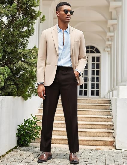 Image of CB-COLEBROOK Luxury PV Stretchable Classic Casual Pants for Men | Stylish Ankle Fit Men's Wear Premium Trousers for Office or Party | Mens Fashion Dress Trouser with 4 Pockets & Suit Pant's