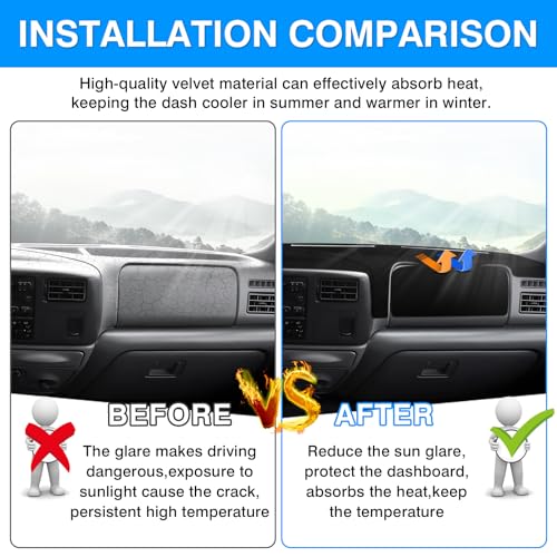 Image of Autorder Dashboard Cover Mat for 1999-2004 Ford F250 F350 F450 Super Duty Accessories Dash Cover Upgrade Velvet Dash Mat Sunshade Glare UV Rays Protector