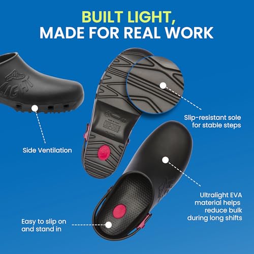 Image of CALZURO Lights Clogs - Italian Made Lightweight Work Shoes for Professionals - EVA Non Slip Clogs for Kitchen, Hospital, Garden, Restaurant - Machine Washable Side Ventilation - Men & Women