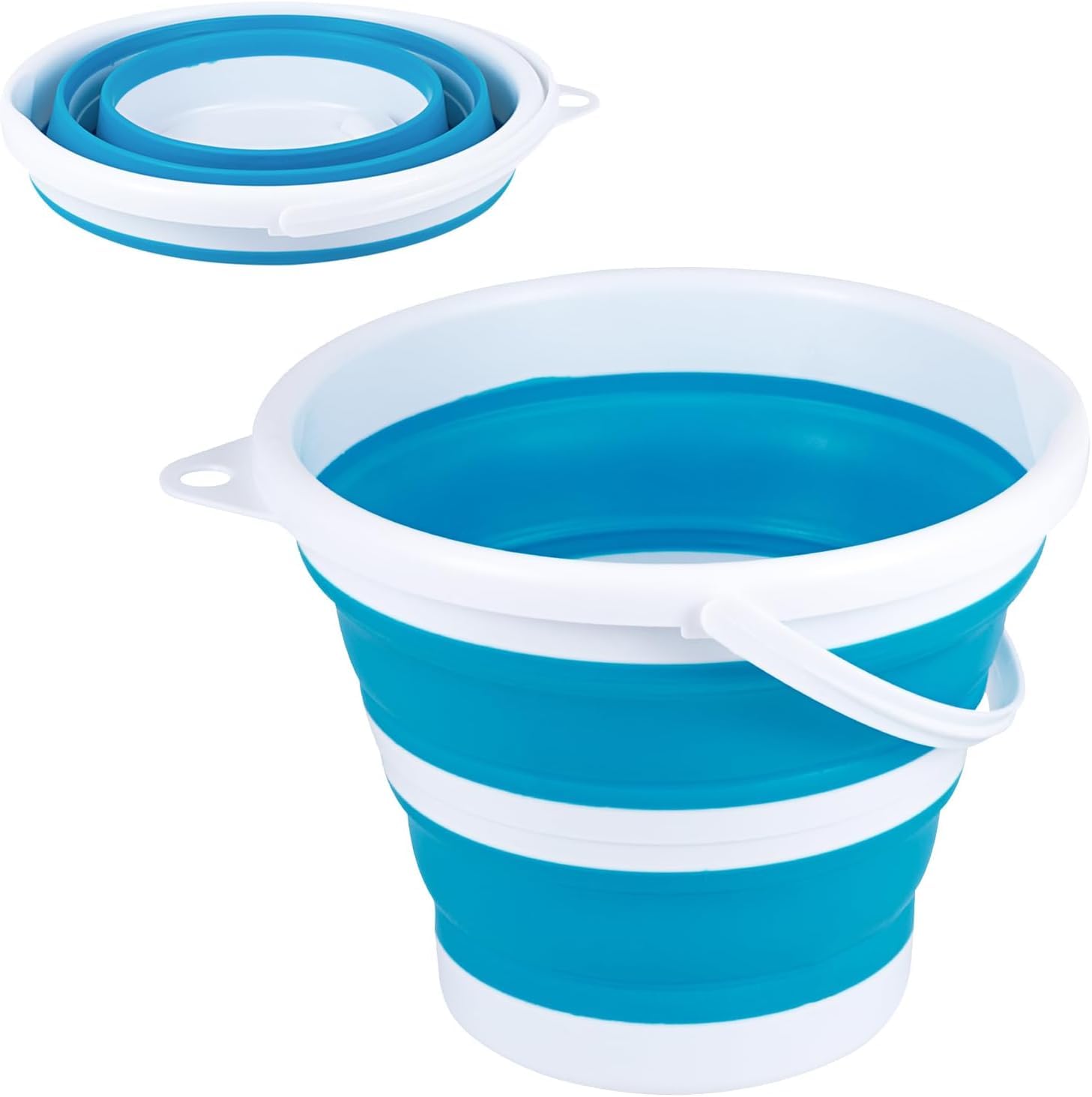 Seau à eau pliable en silicone, seau à eau portable pliable avec poignée, poubelle multifonction pour lavage de voiture, nettoyage, utilisation d'animaux domestiques – Capacité de 3 l