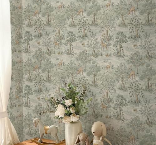 Image of Wallpaper Peel and Stick Vintage Flowers Leaves Birds Pattern Design Botanical Tropical Floral Textured Forest Animals Wall Decor Removable Waterproof Adeshive Wallpaper 16.5X87Inch