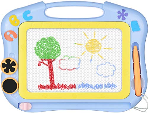 Magnetic Drawing Board Erasable for Kids - Gifts Toys for Toddlers Girls Writing Sketching Pad - Gift Toy Birthday Present - Travel Size (Blue)