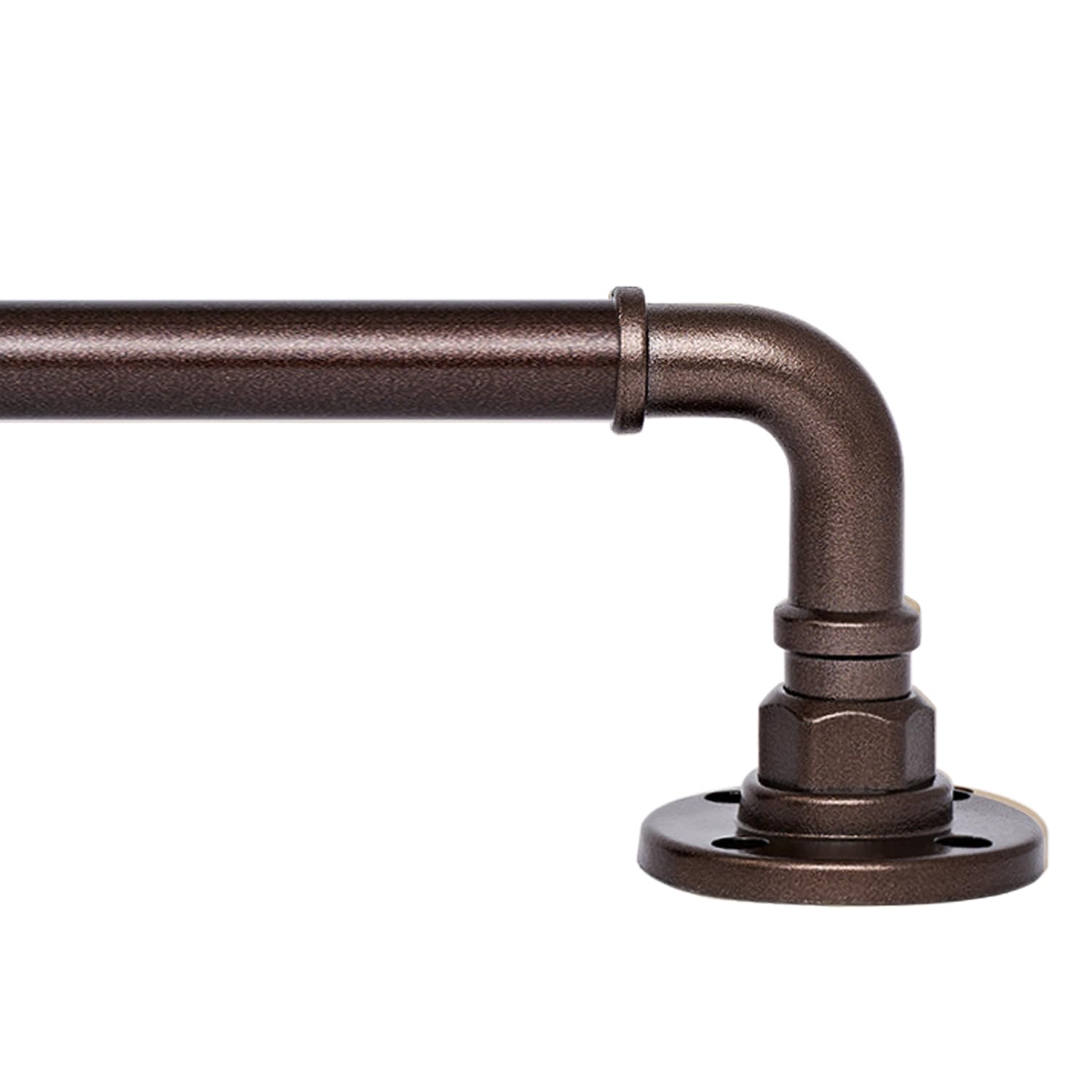 3/4 Inch Adjustable Industrial Curtain Rod Set, 30 to 126 Inches, Heavy Duty Drapery Rods for Indoor and Outdoor, Brown