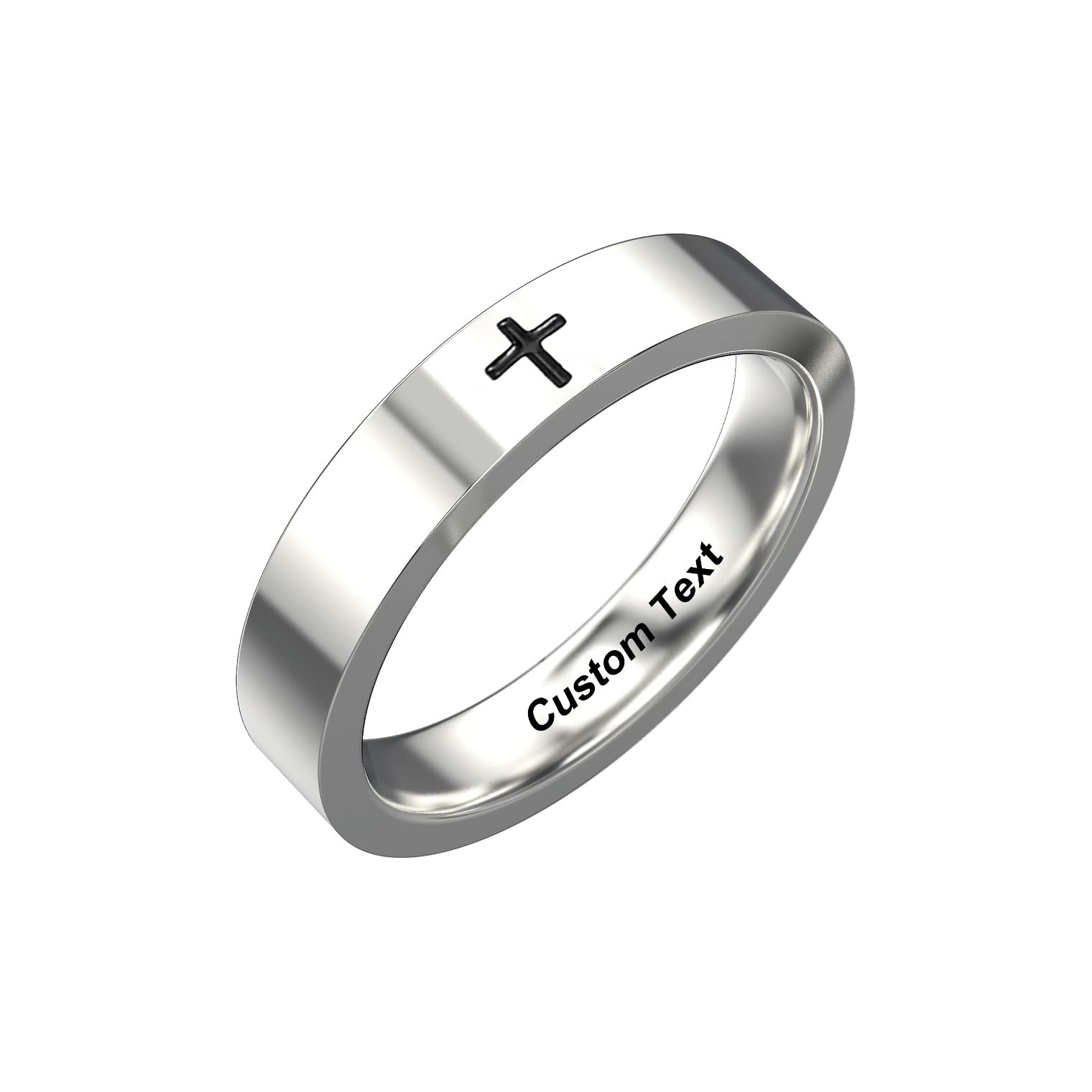 Memolet Anillos de cruz para hombre, anillo simple para mujer, joyería cristiana, anillos de banda personalizados, nombre personalizado, plata de ley, oro rosa.