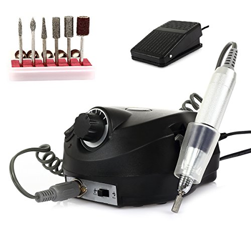 Nail Drill Machine, SymbolLife Professional Electric Nail Drill Machine Manicure Pedicure Kit Cosmetics Salon Expert Premium Nail Drill Machine with Pedal, Blue