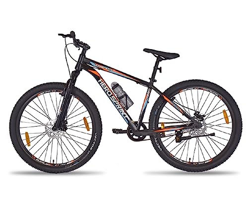 Image of Hero Sprint Compass 27.5T Single Speed Dual Disk Adult Mountain Bicycle (13+ Years, Black) Frame Size: 27.5 Inch for Unisex Adult