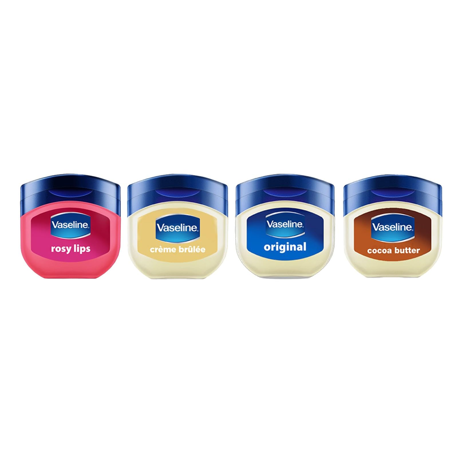 Vaseline Lip Therapy | Balsamo idratante per le labbra | Set di 4 balsami | Rosy, Crème Brûlée, Original, Cocoa Butter (Set di 4 balsami)